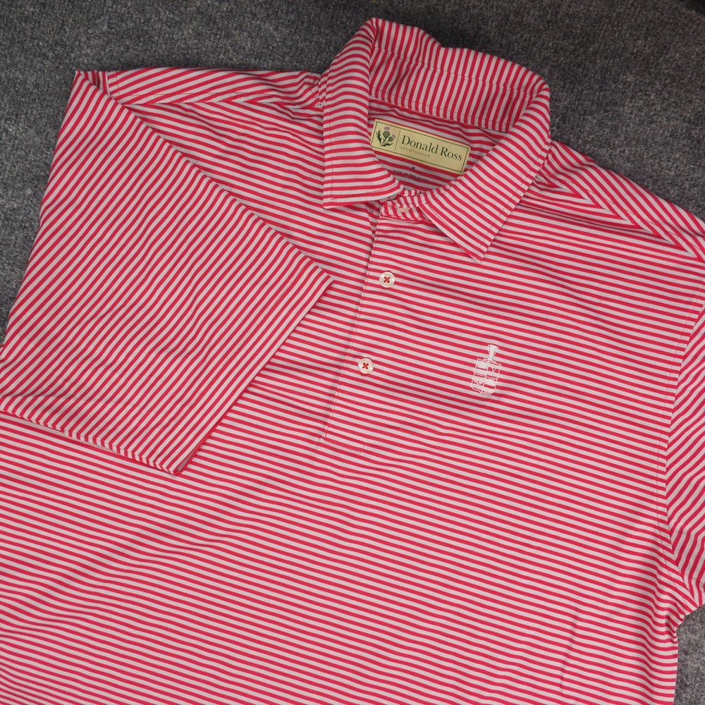 Donald Ross Sportswear Polo Mens Med Red Striped Golfcore Preppy Performance